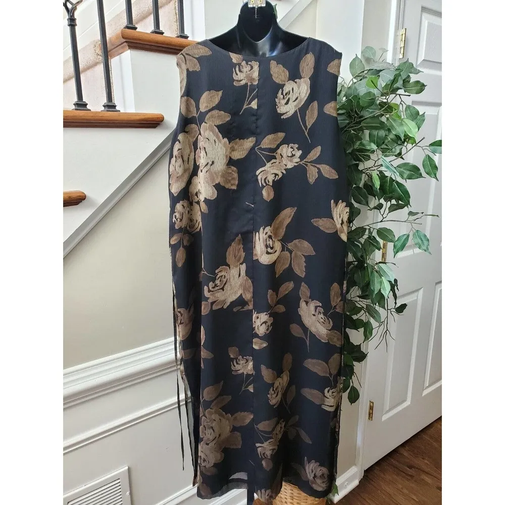 Maggie McNaughton Women Black Polyester Round Neck Sleeveless Long Maxi Dress 2X - Image 9