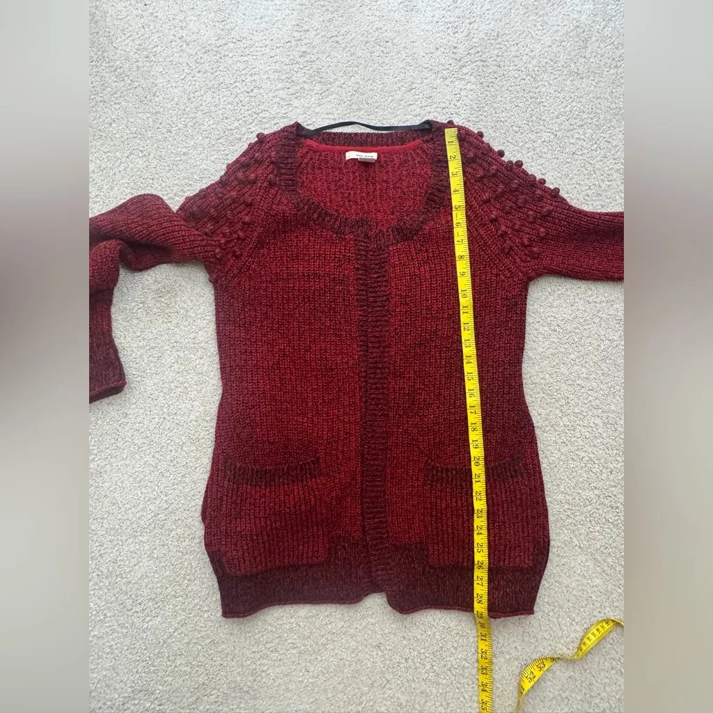 DKNY Maroon Textured Cardigan with Belt - Image 4