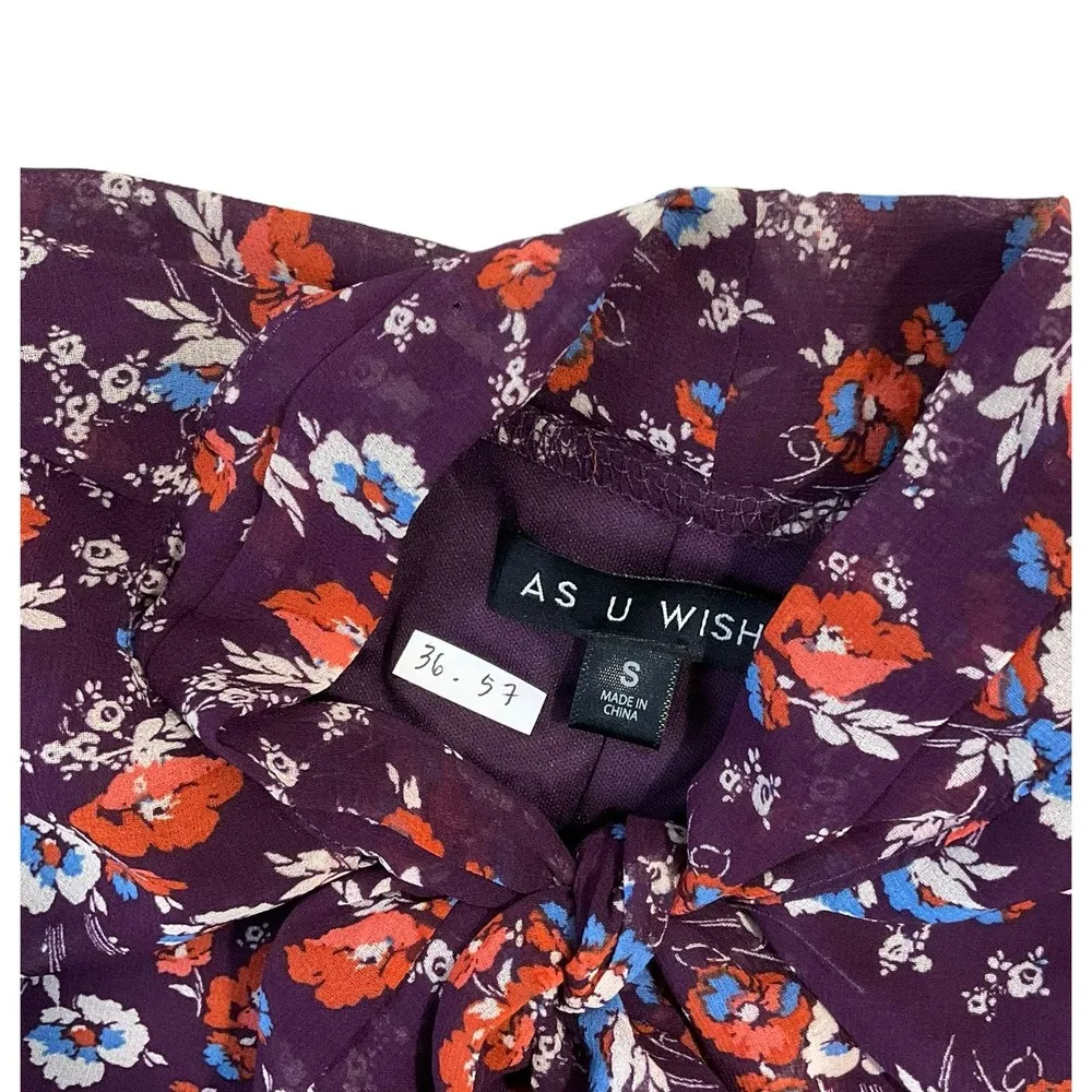 As U Wish Dress Floral Plum Dress Size S Regular (36-57) - Image 4