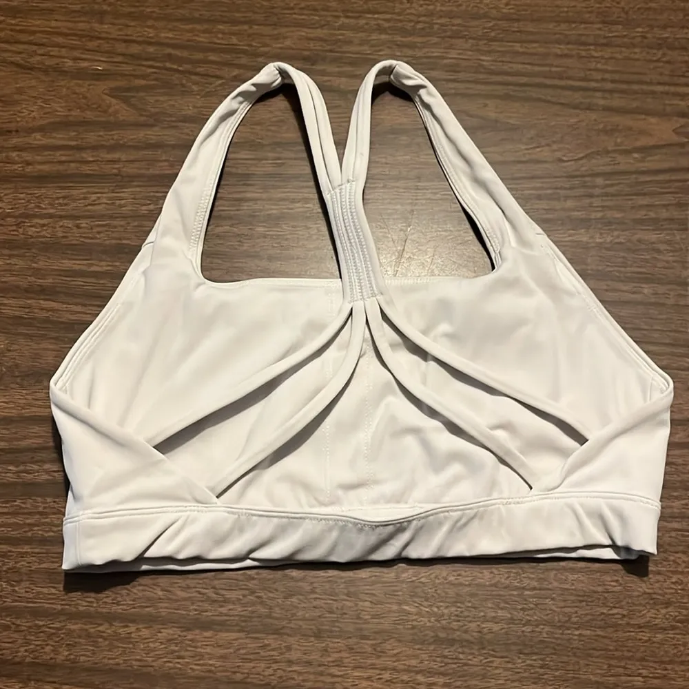 Alphalete White Racerback Strappy Sports Bra - Image 2