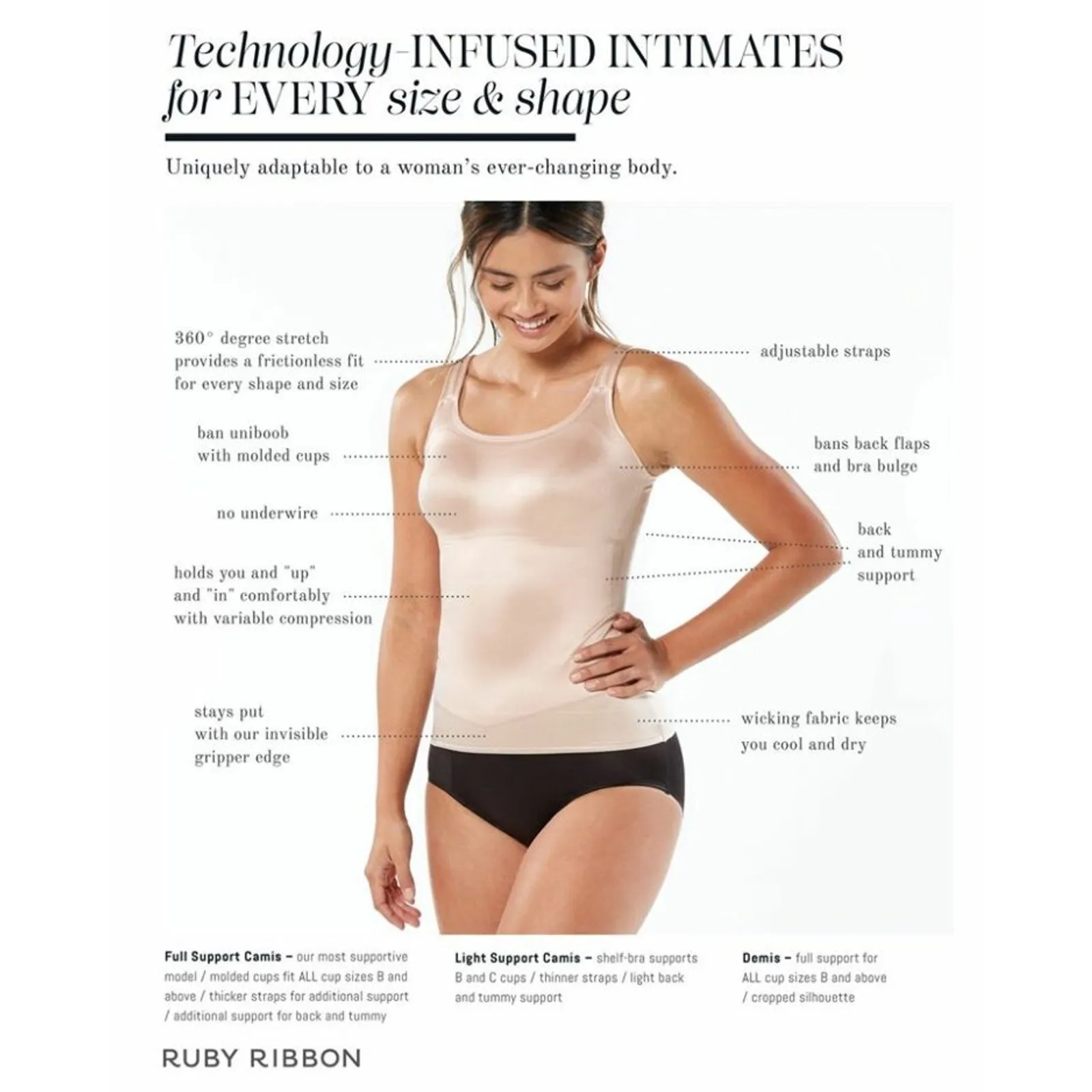 Brand New Ruby Ribbon Women's Size 46 Gray Lace Cami Shaping Top Shapewear - Image 6