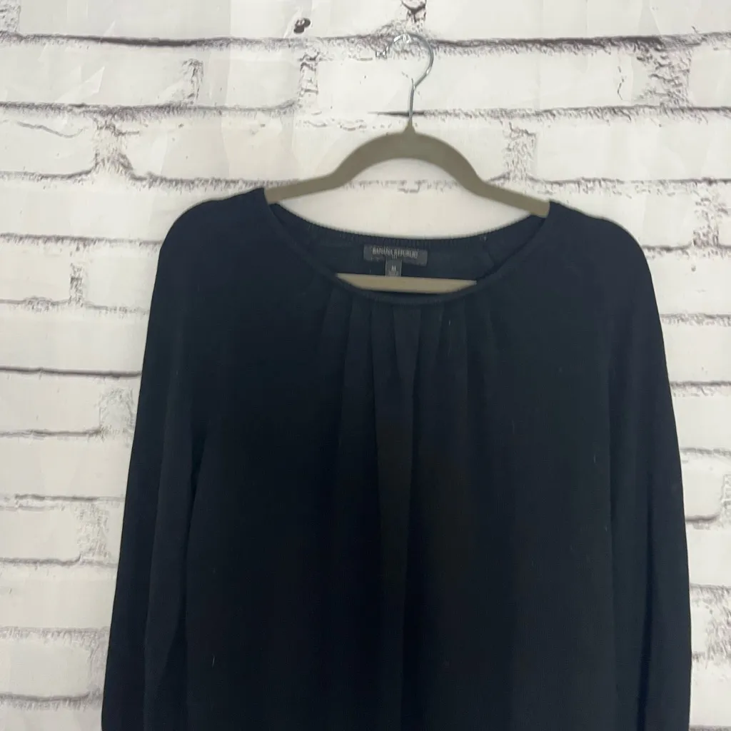 Banana Republic Black Pleated Sweater Women’s Medium 3/4 Sleeve Pullover
Blouse - Image 5