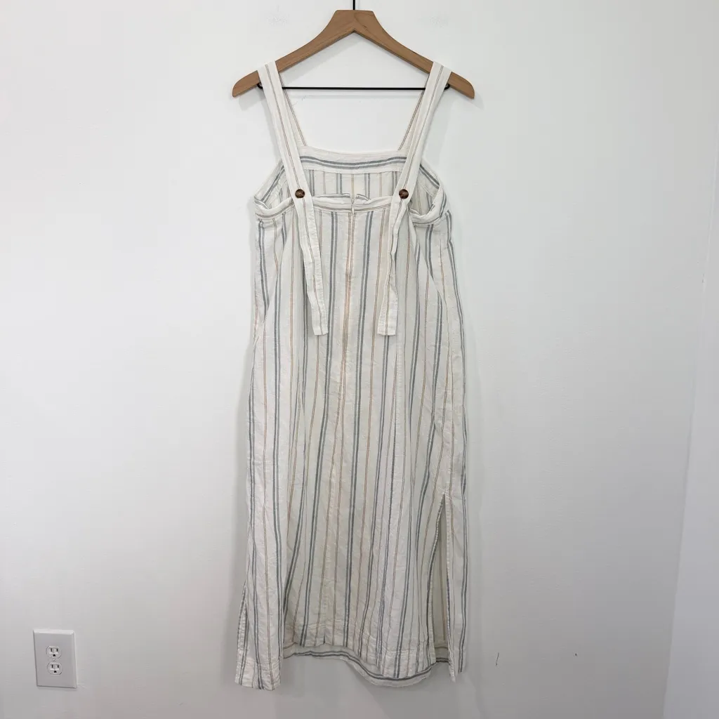 Madewell Linen-Cotton Princess-Seamed Midi Dress in Stripe Desert Dune Medium - Image 4