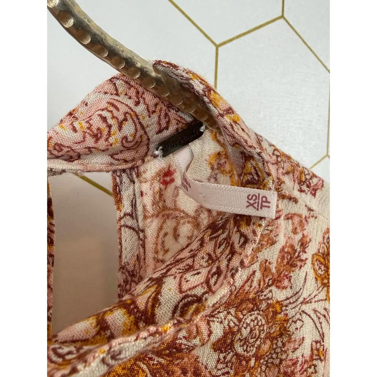 Free People Lady Luck Orange Printed Tunic - Size - XS - Image 5