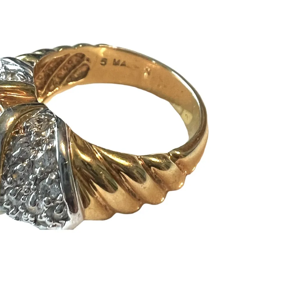 Fancy Golden CZ Cubic Zirconia Statement Cocktail Ring Size 7 - Image 8