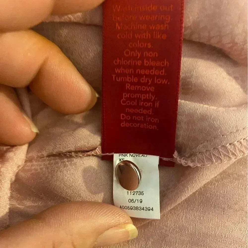 Pink Snakeskin‎ Print Pleated Long Sleeve Boho Blouse Size XS - Image 10