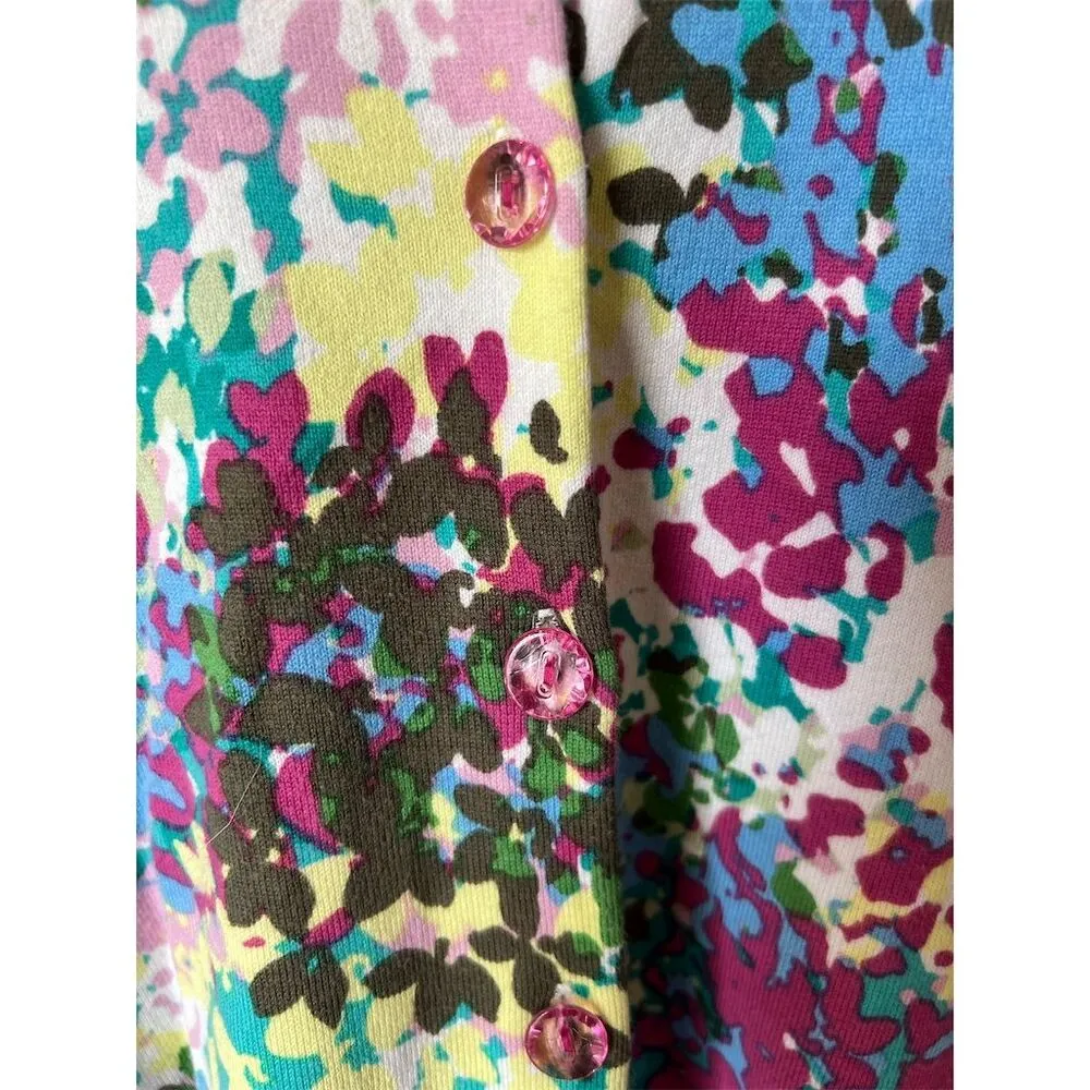 August Silk Women's M Floral Cardigan Sweater Multicolor Long Sleeve - Image 2