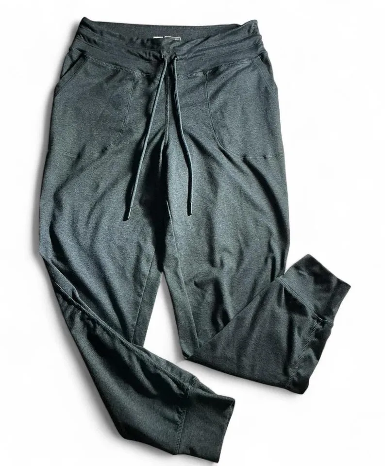 Lole Dark Grey Heathered Jogger Pants Drawstring Waist Pockets Athleisure Size S - Image 1