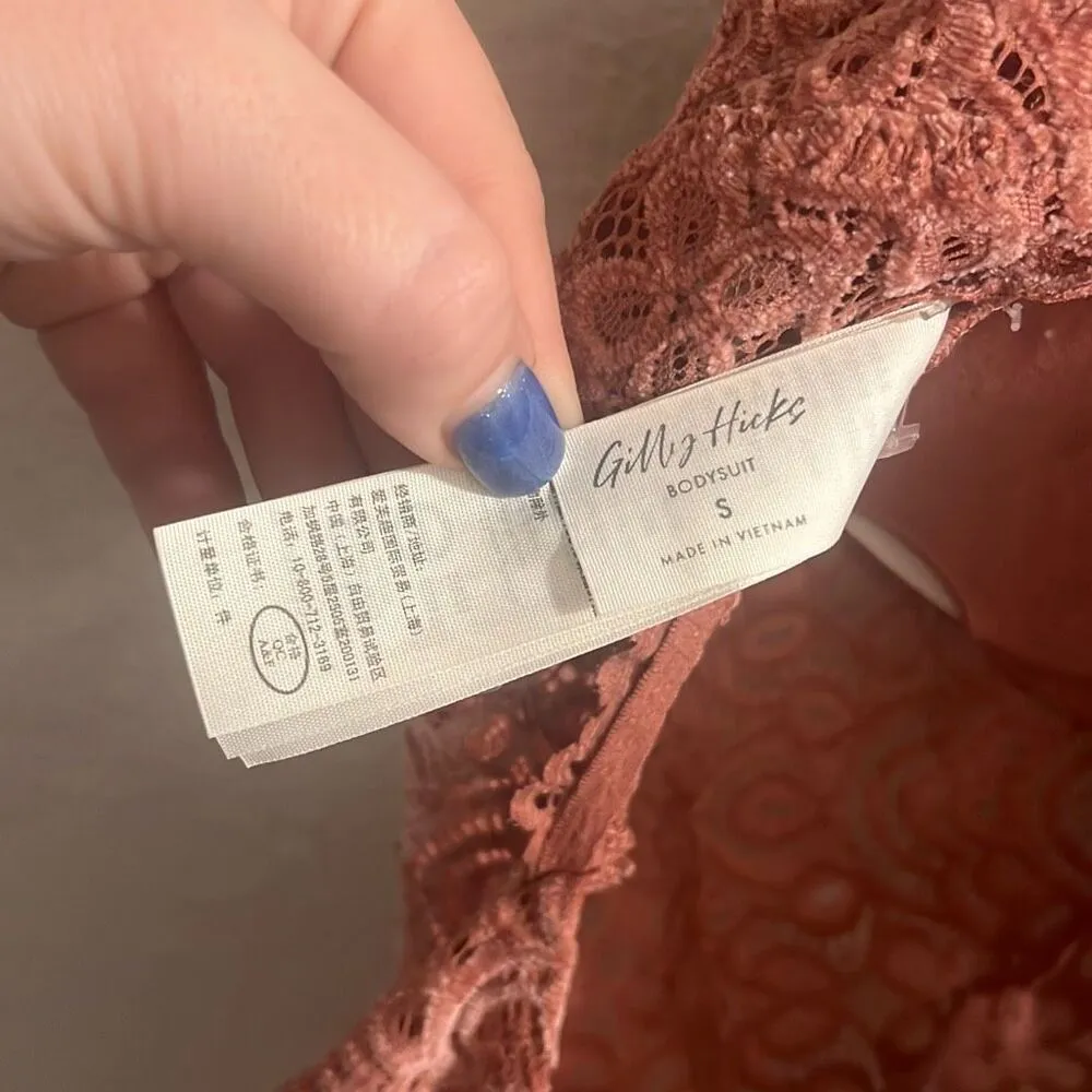✨Gilly Hicks Cheni Velvet Lace Cap-Sleeve Cheeky Pink Sz Small Bodysuit✨ - Image 6
