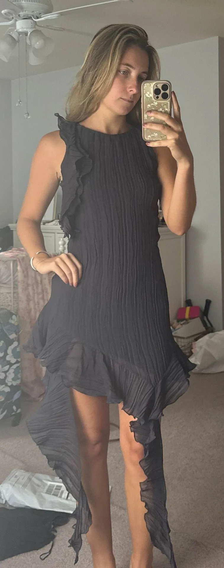 Navy Blue Ruffle Dress - Image 2