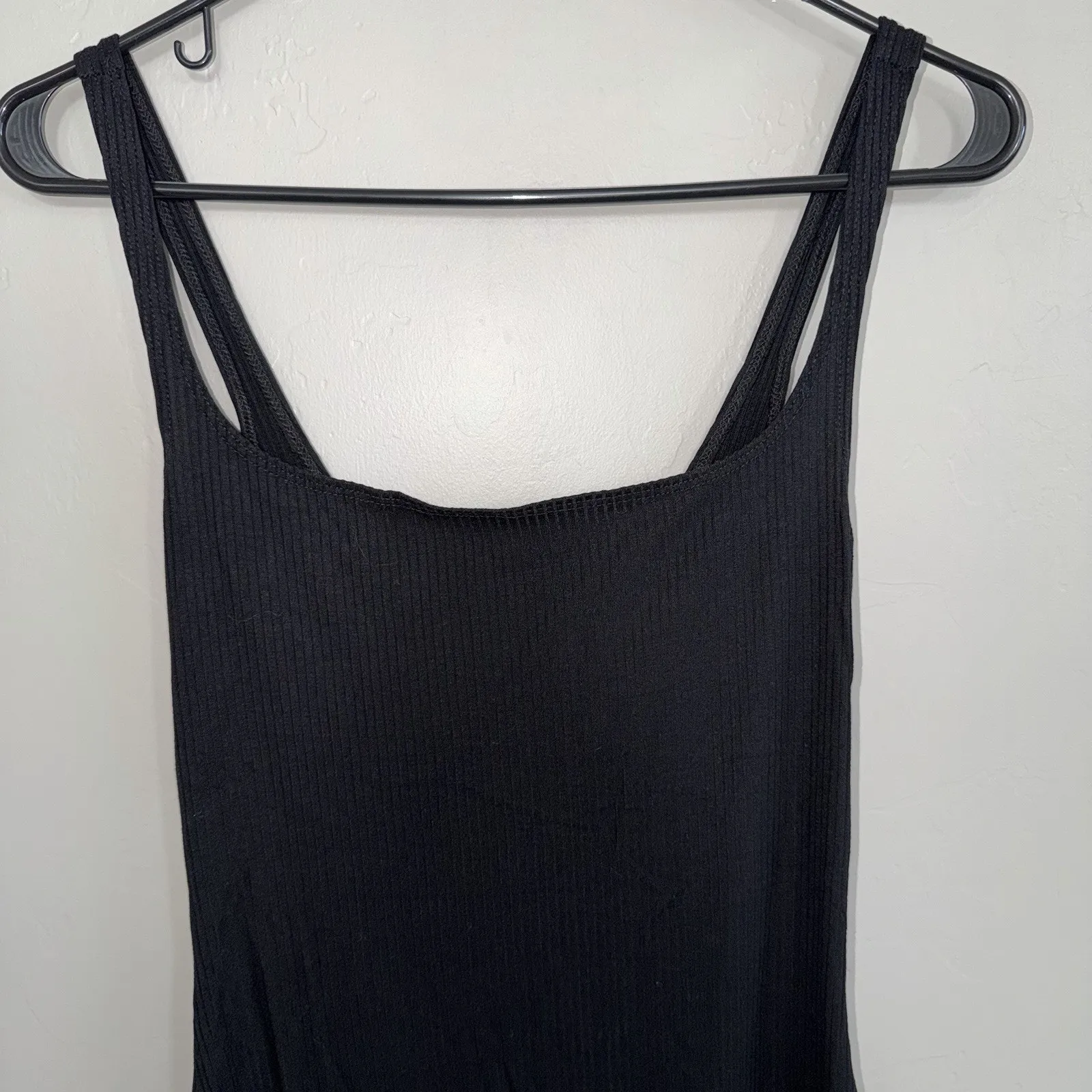 Reformation Ribbed Knit Sleeveless Spaghetti Strap Scoop Maxi Dress Black Sz XS - Image 3