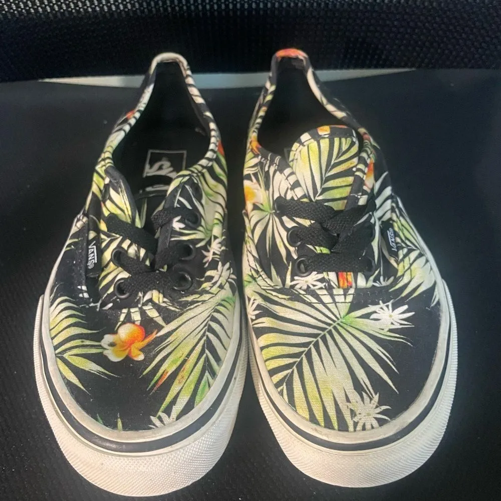 Vans Womens Black Tropical Palm Floral Print Sneakers M 5.5/W 7 - Image 3