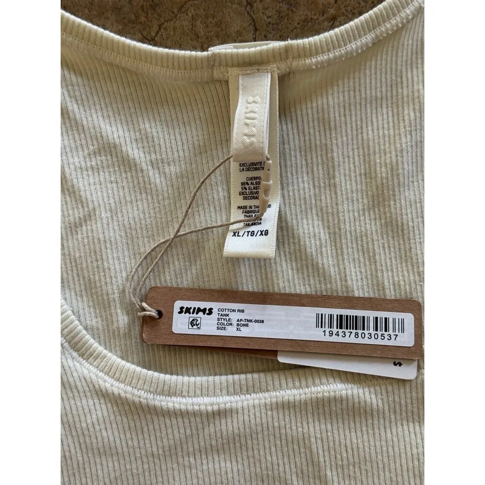 Skims Cotton Rib Tank Bone Size XL - Image 7