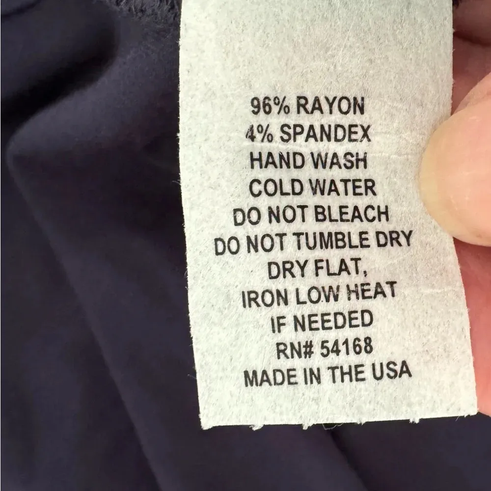 Elliott Lauren Navy Side Slit Top Long Sleeve Luxe Work NWT Size Medium Blue - Image 8