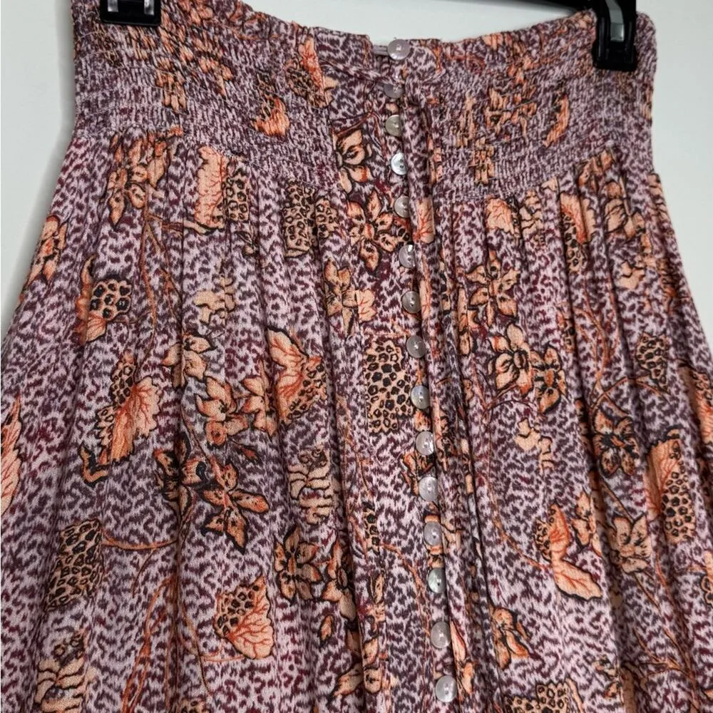 Rachel Zoe Boho White Orange Red Black Viscose Floral Maxi Skirt Size Large L - Image 7