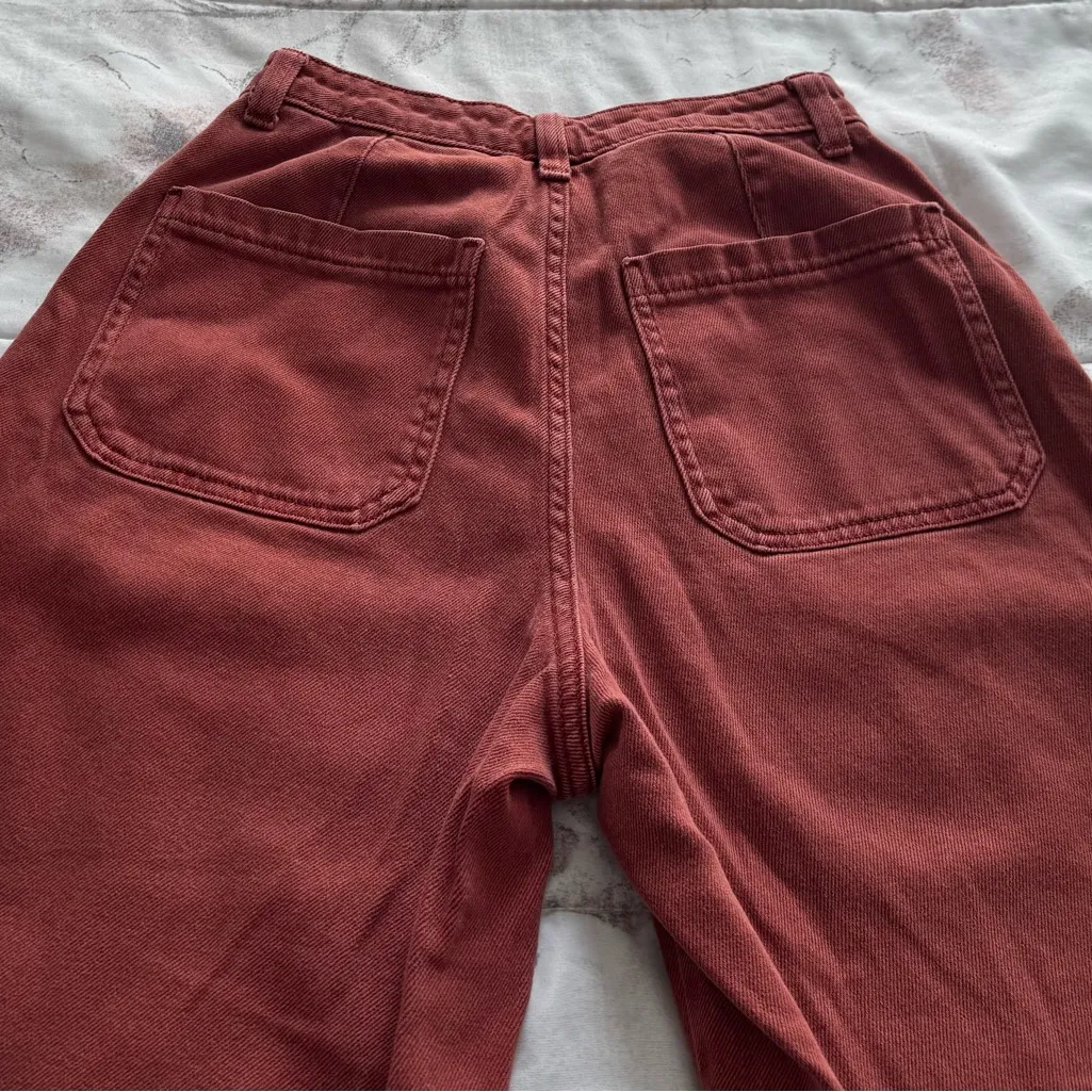 Universal Thread rust brown high waisted wide leg Cropped jeans, size 0/25” - Image 12
