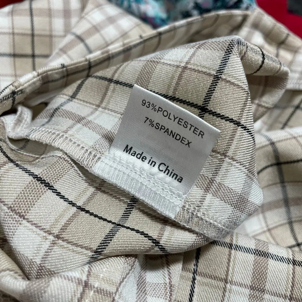 Princess Polly Women's Brown Plaid Preppy Tapered Leg Pants - Size 6 - High Rise - Image 5