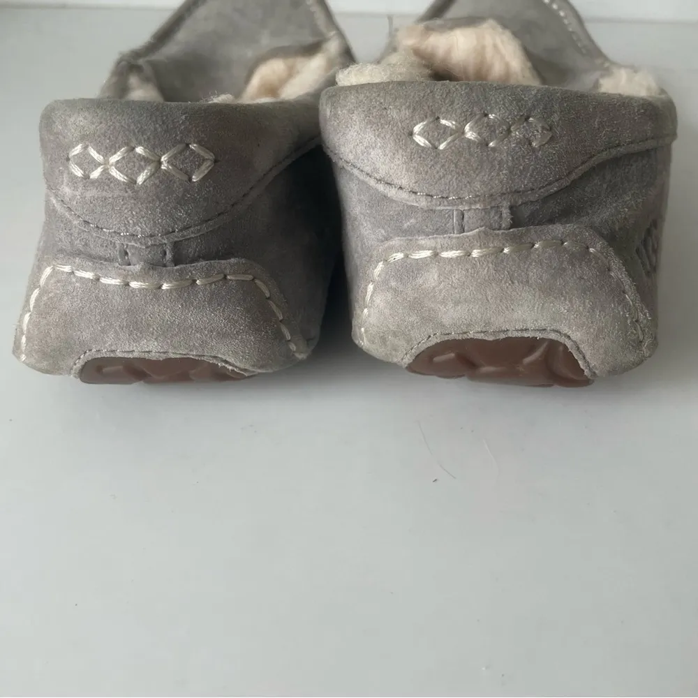 UGG Ansley Gray Water Resistant Suede Indoor/Outdoor Moccasin Slippers - Image 7