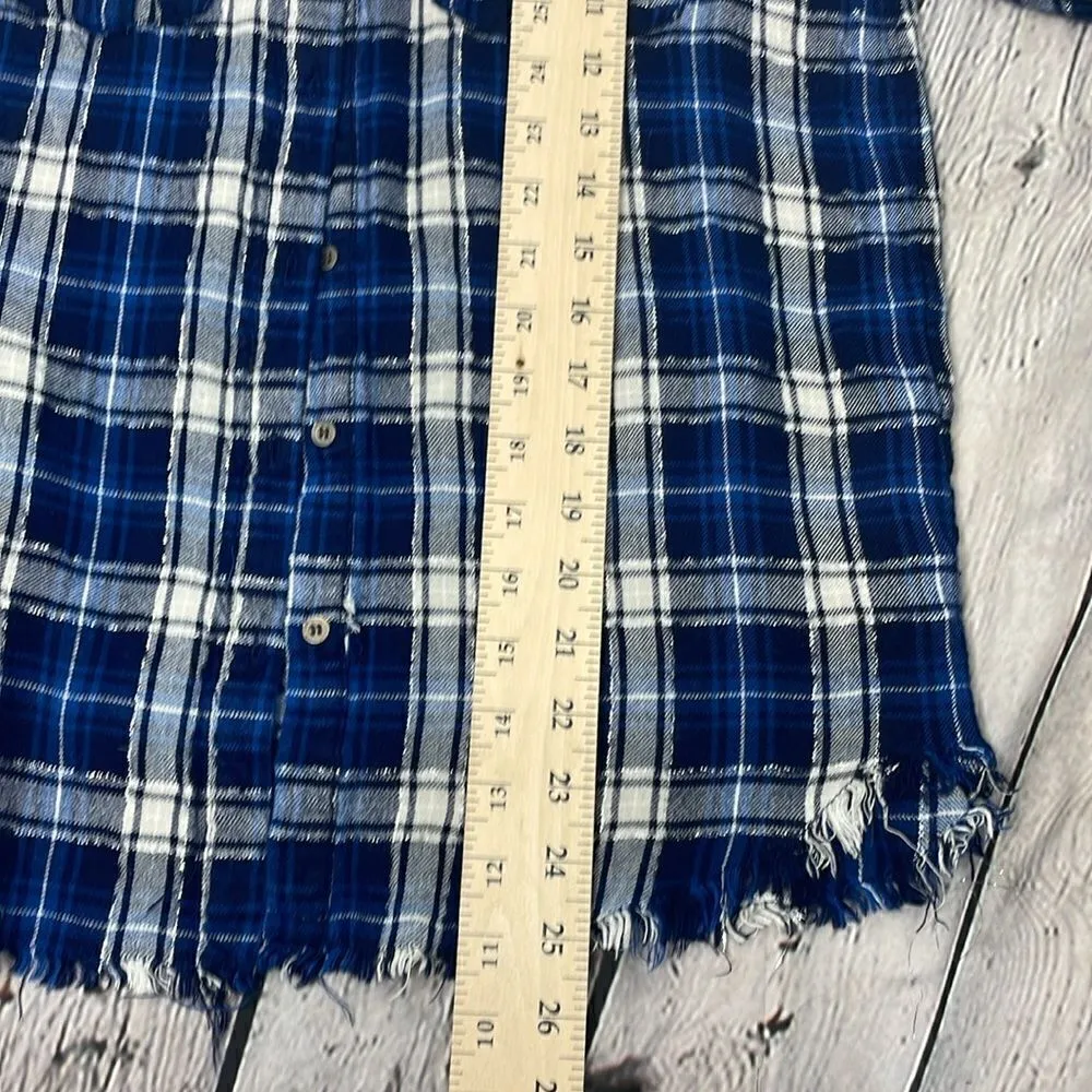 Jane and Delancey Western Fringe detail with sparkle thread Plaid Long sleeve M - Image 12