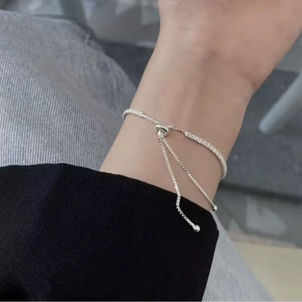 Elegant Silver Bracelet with Clear Stones - Image 5