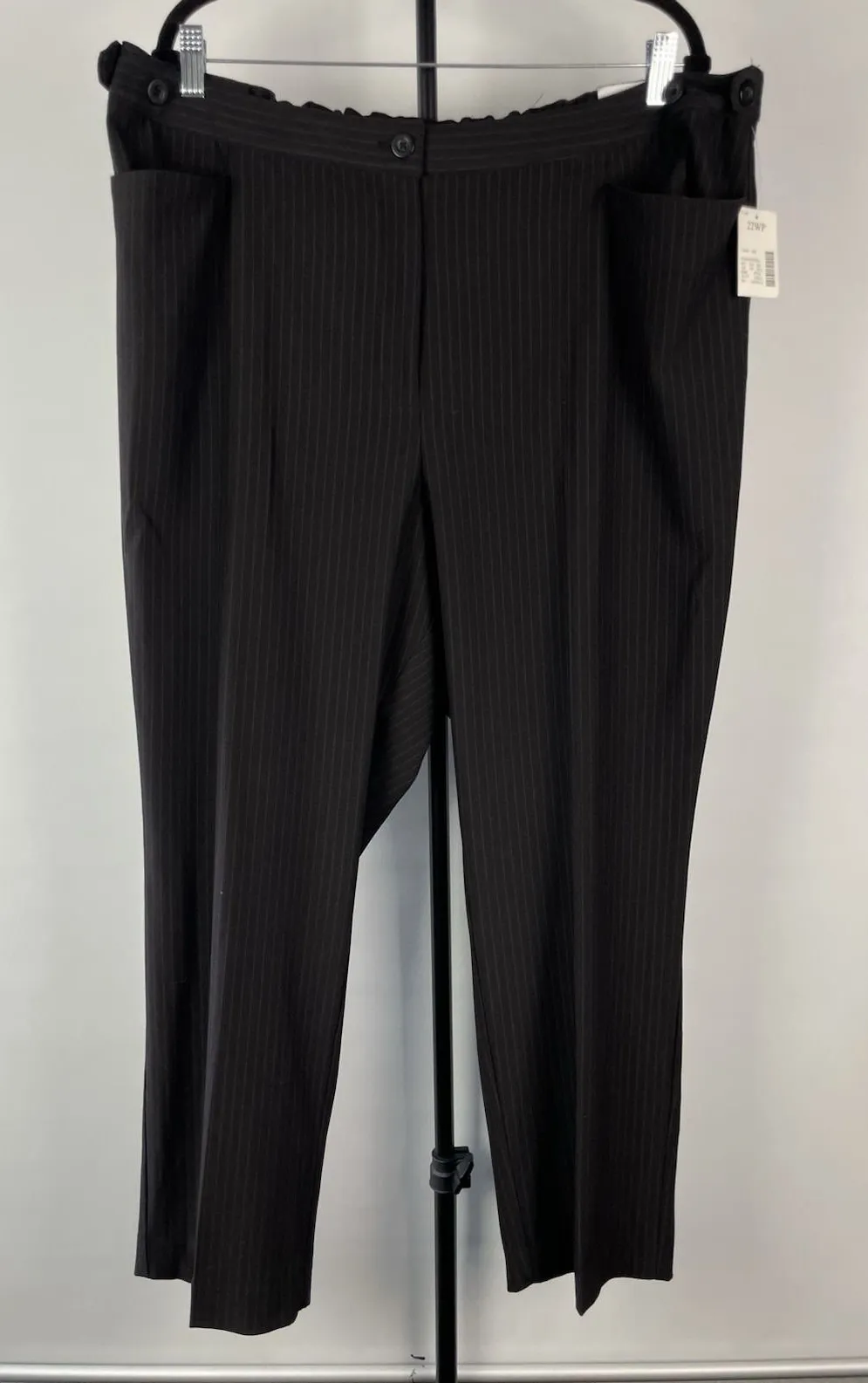 Catherines Black Pin Stripe Jayne Plus 22WP Slacks Trouser Pants Adjustable - Image 1