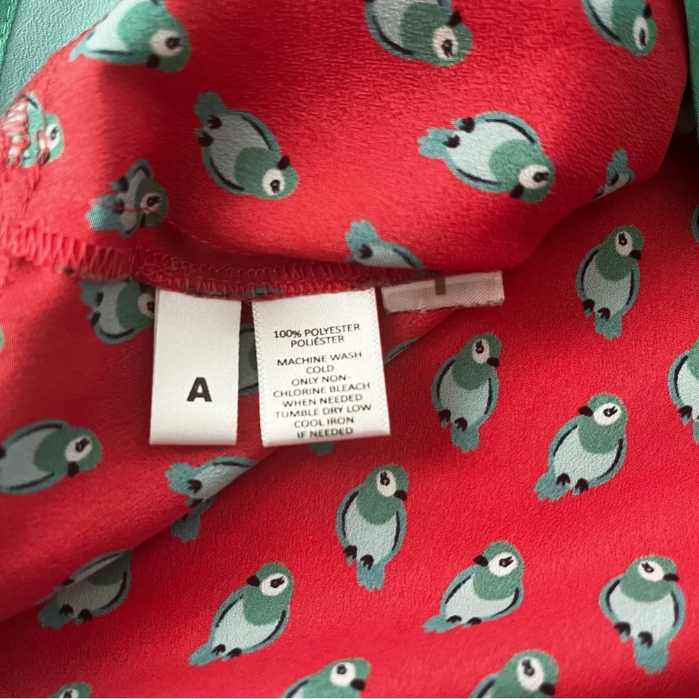 Ann Taylor LOFT Coral/Green Parrot Print Sleeveless Blouse, Sz S - Image 11