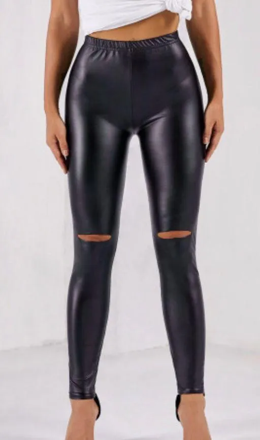 New Black Faux Leather Leggings. XL - Image 3