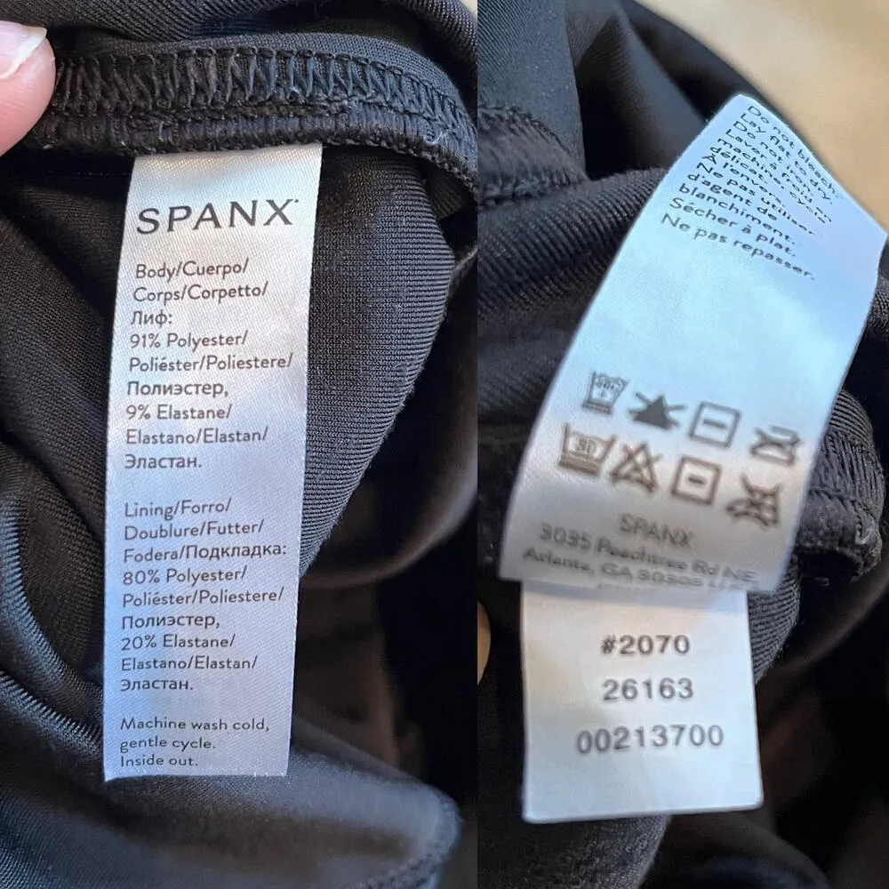 SPANX Velvet Black Leggings Power Waist Tummy Control X-Small EUC - Image 3