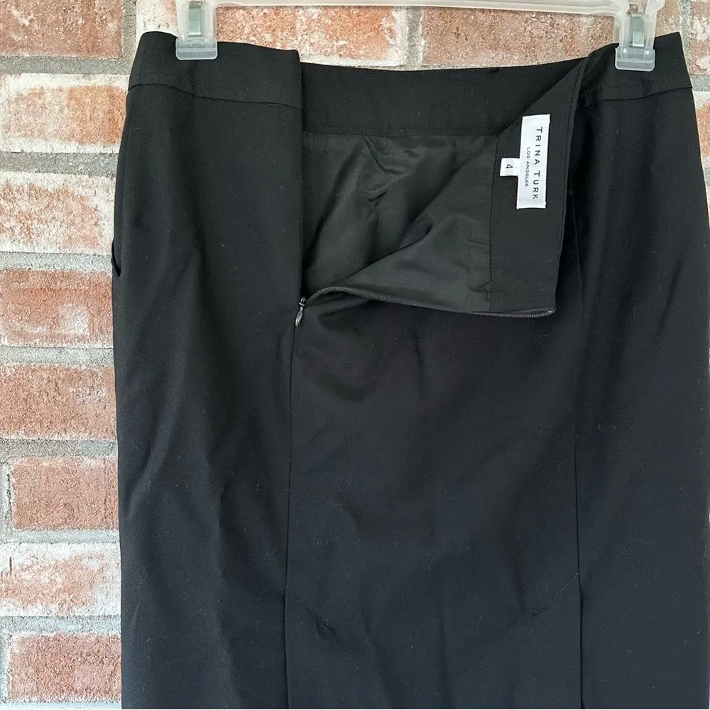 Trina Turk Virgin Wool Pencil Skirt Knee Length Women’s 4 Black - Image 5
