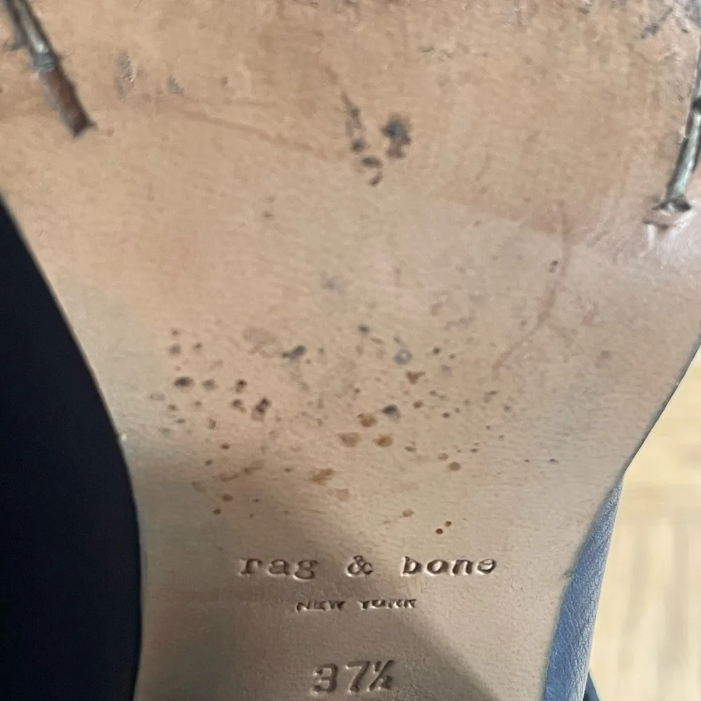 Rag & bone navy leather harrow stacked heel ankle boots 37.5 - Image 8