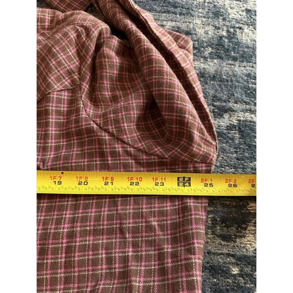 Wrancher Wrangler Shirt Womens XXL Pink/Brown Plaid Long Sleeve Pearl Snap NEW - Image 5