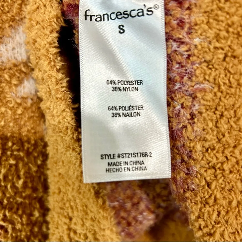Mi Ami Francesca’s Women’s Carolina Southwest Teddy Pullover Sweater Small EUC Tan - Image 4