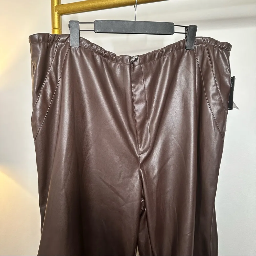 NWT AFRM Frankie Brown Leather Parachute Pants Size 3X - Image 4