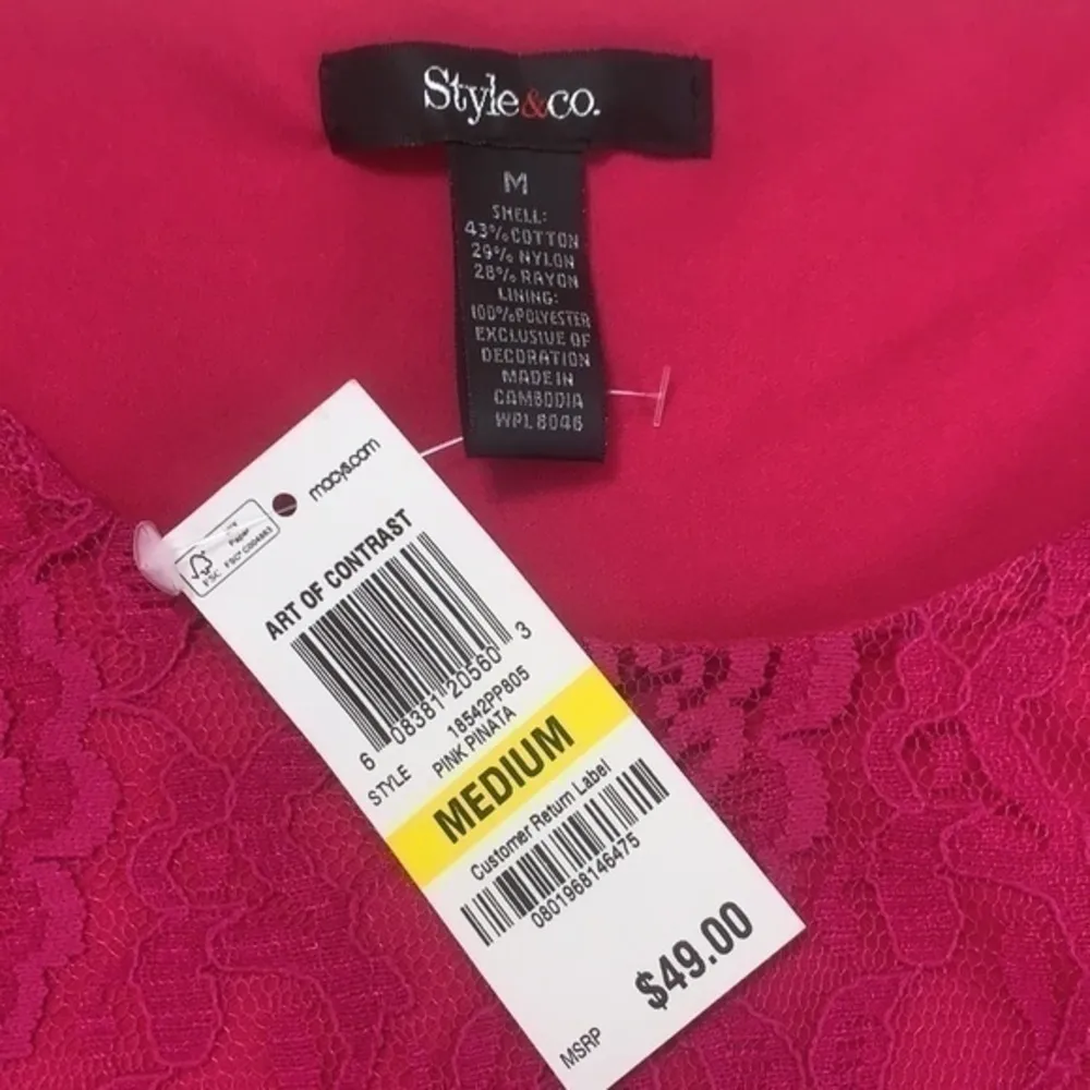 NWT Style & Co lace lined top eyelet crochet trim - Image 4