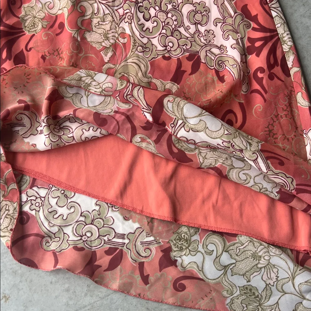 Vtg Y2K My Michelle Pink Rose Floral Asymmetrical Ruffle Hem Skirt Sz Lg - Image 6