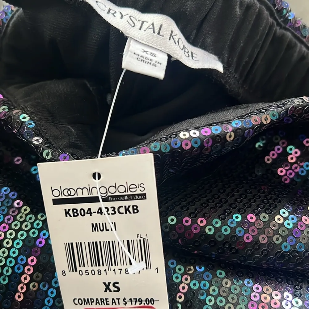 Crystal Kobe Stretch Sequin Pants, Size XS New with Tag Retail $179 Black - Image 6