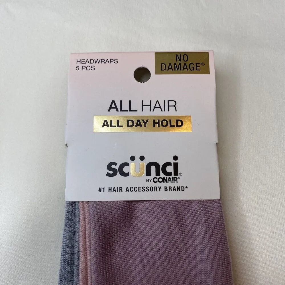 5 Pack Scunci All Hair All Day Hold Hairbands Headbands Assorted Colors New - Image 2