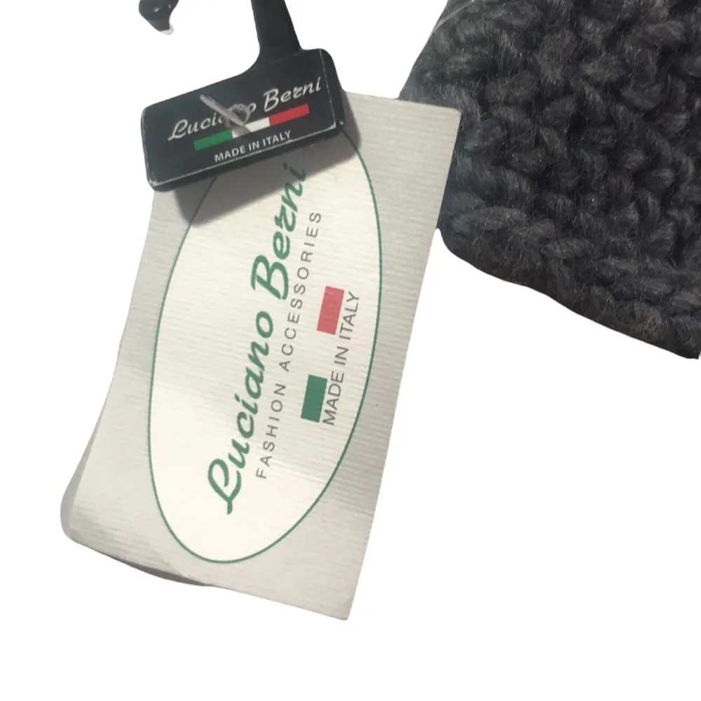 Luciano Benzi Italian Fashion Wool/Alpaca Blend Knit Gray Ear Warmer - Image 2