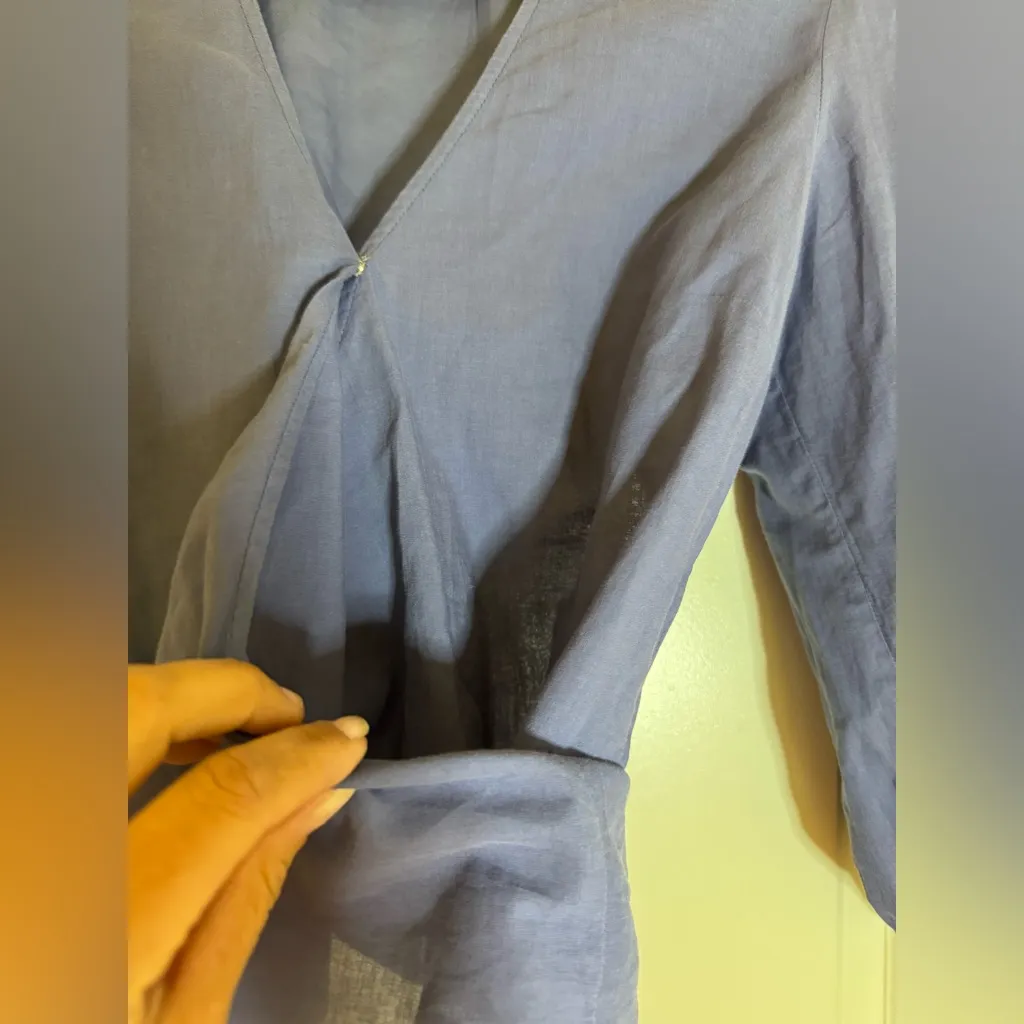Enza Costa‎ Puff Sleeve Wrap Top, Vintage Blue, Small - Image 5