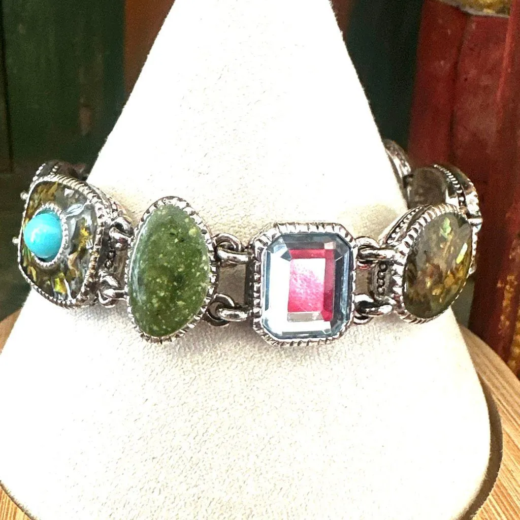 Liz Claiborne Enamel & Faux Turquoise Link Bracelet - Image 2