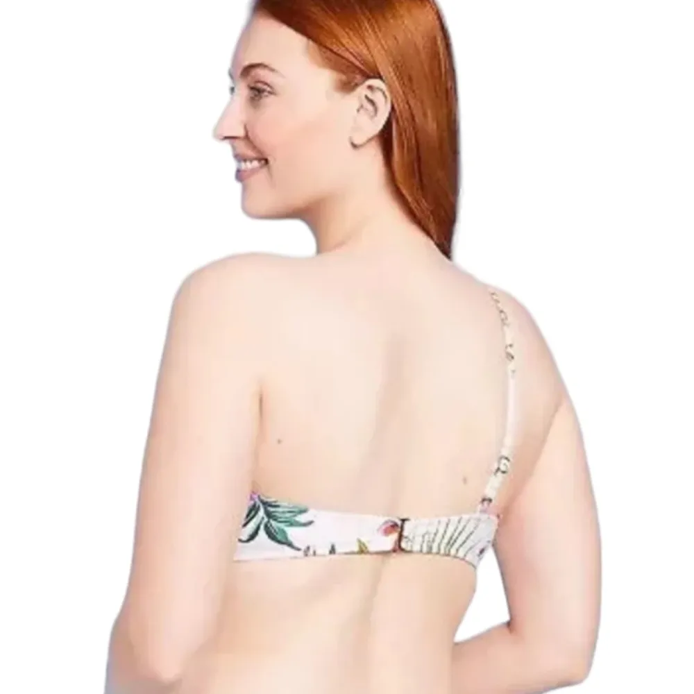 Shade & Shore Bikini Top Women's Size Medium Tropical Bandeau Swimsuit Swimwear - Image 2