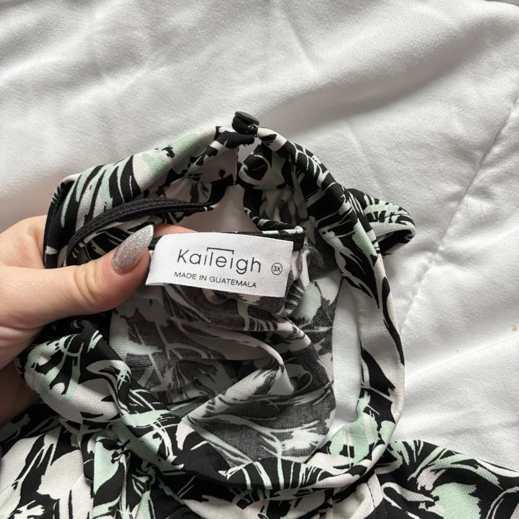 Womens Size 3X Floral Black Green Tank Top Blouse Officechic Corpcore City - Image 6