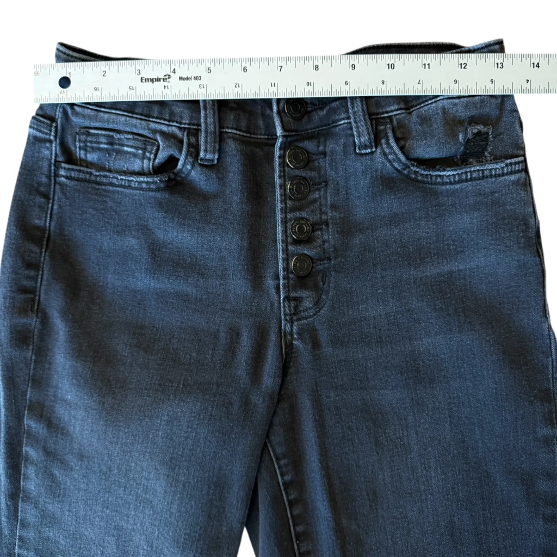 Flying Monkey Amie Black High Rise Straight Leg Ankle Jeans Raw Hem Button Fly - Image 10