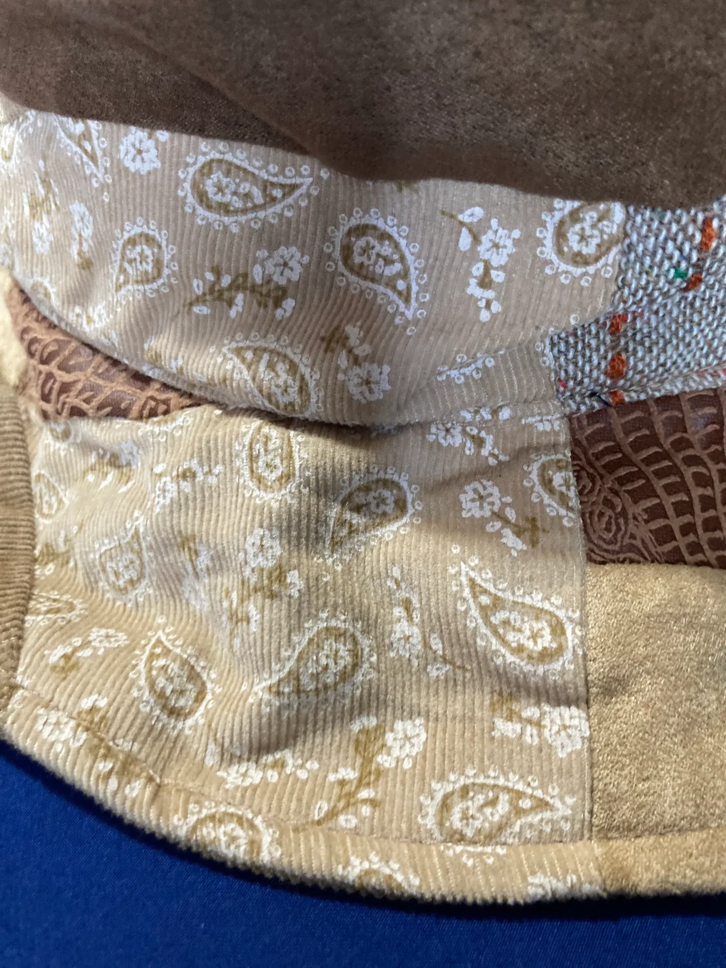 Tan Patchwork Vintage Bucket Hat - Image 4