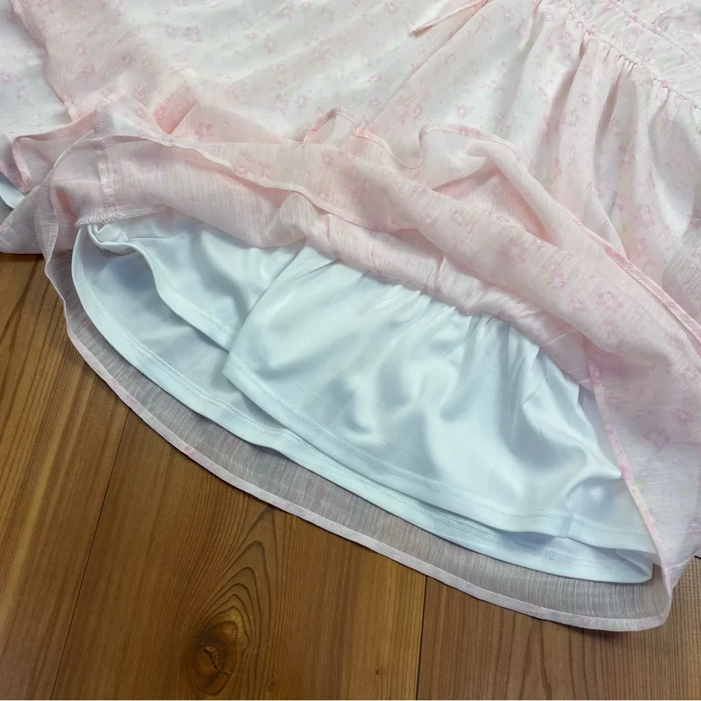 Arula Hayes Floral Pink Fit Flare Slip On Ruffle Cap Sleeve Romper 1X New - Image 14