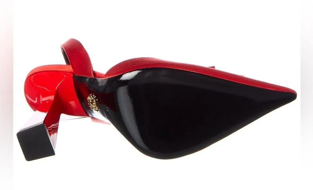 NEW Versace La Medusa Slingback Pump in Red, Size 36.5 New in Box - Image 5