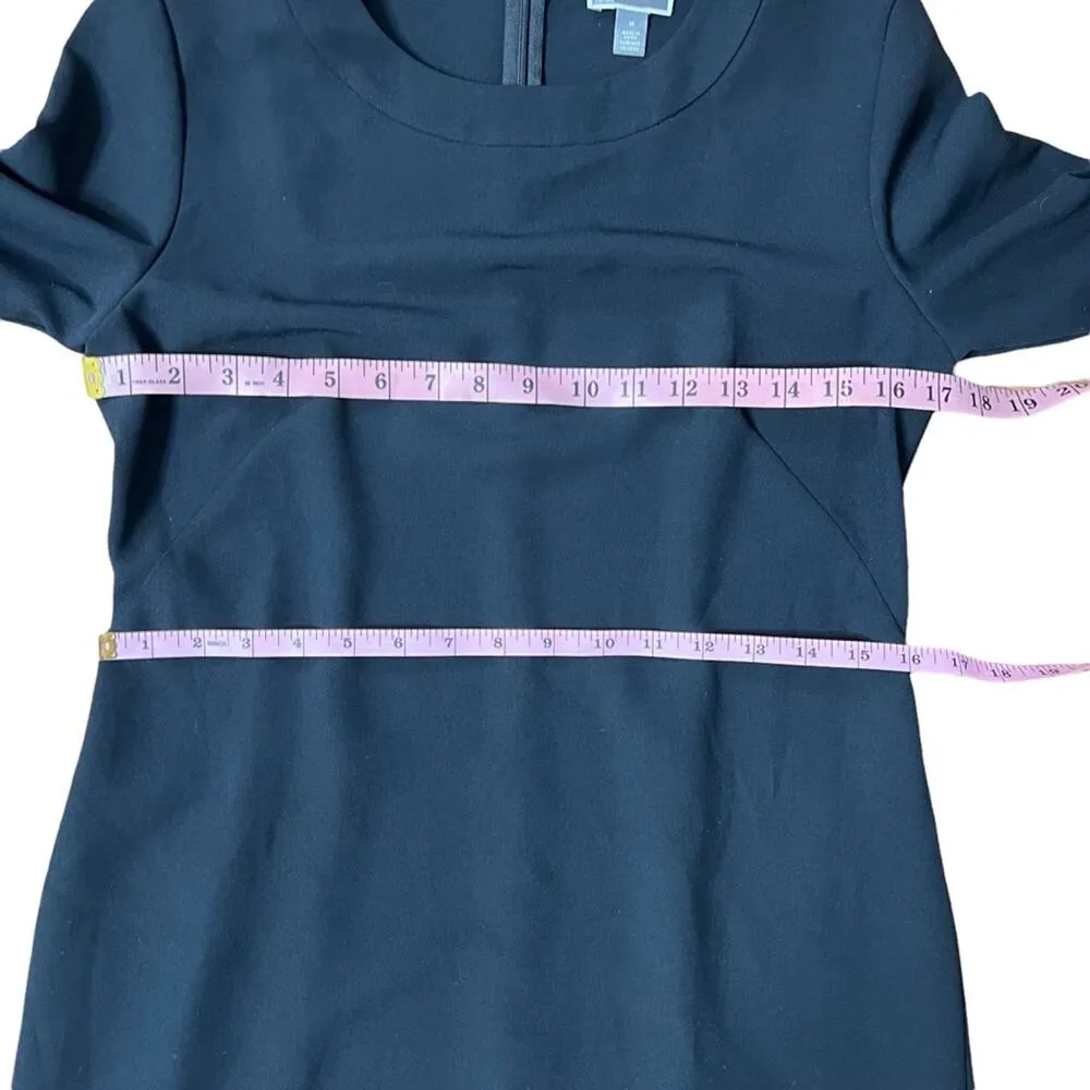 Size M Black Mini Sheath Dress Bateau Neck 3/4 Accent Sleeves New - Image 10