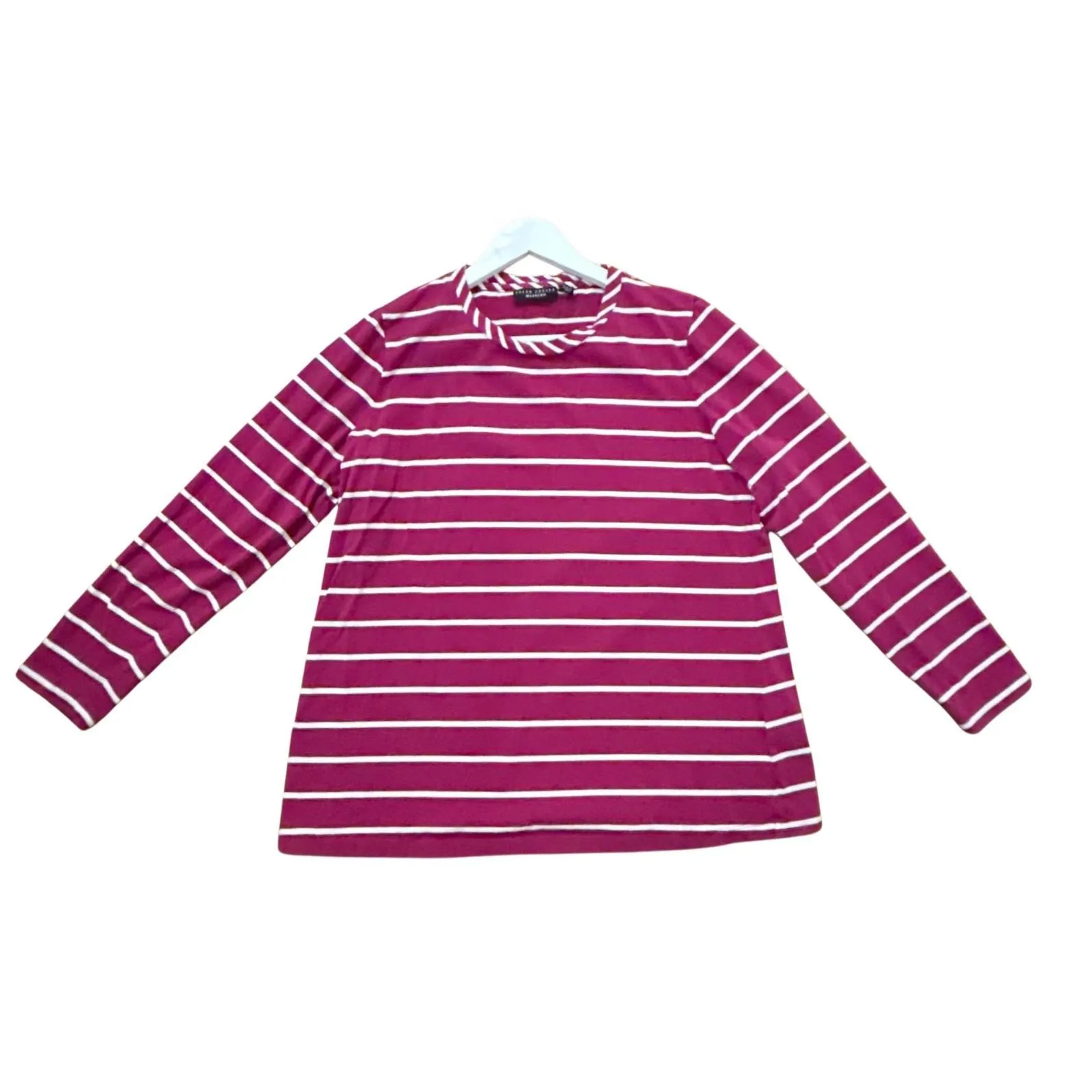 Susan Graver Weekend maroon striped long sleeve top large - Image 8