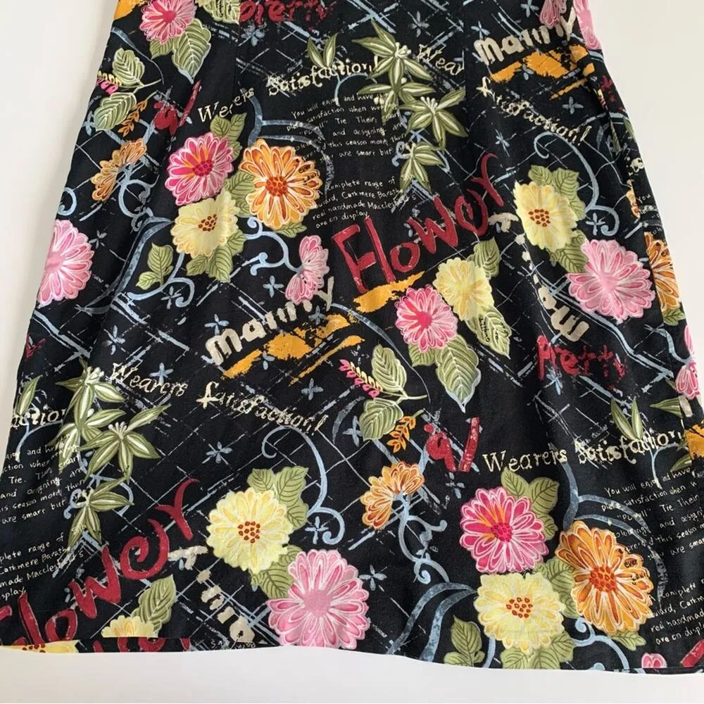 Expressions Women’s Black Flower Garden Shirt Dress Sleeveless Cottage Core 16 - Image 8