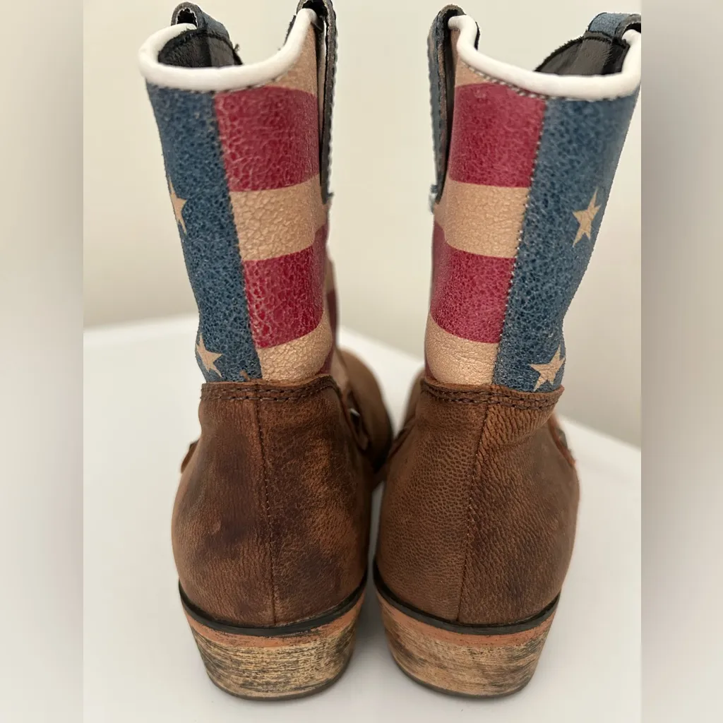 Sterling River American Flag Boots Brown Red Blue Size 8 - Image 7